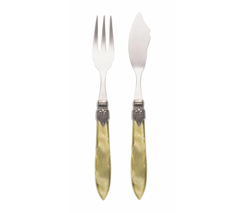 Fish Cutlery Set (2-piece) Murano, Olive