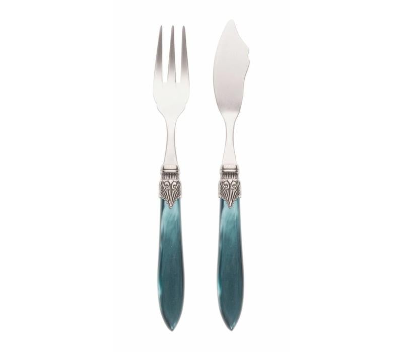 Fish Cutlery Set (2-piece) Murano, Dark Green