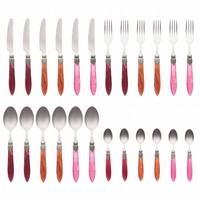 Murano Dinner Cutlery (24-piece) – For 6 People – 'Fire Mix' in Wooden Box | Italian Design