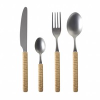 Java 24-piece Dinner cutlery set in wooden box, Light brown