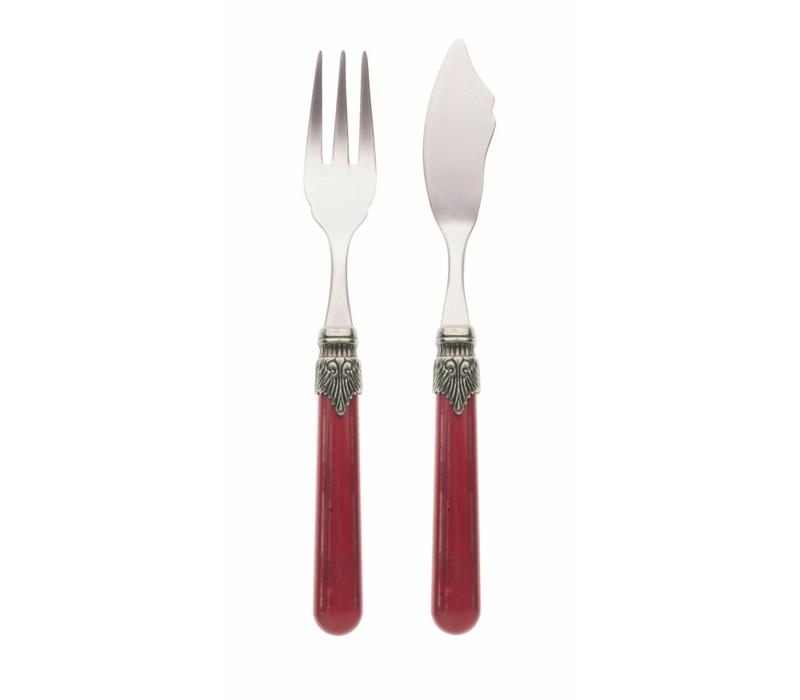 Fish Cutlery Set (2-piece) Vintage, Red