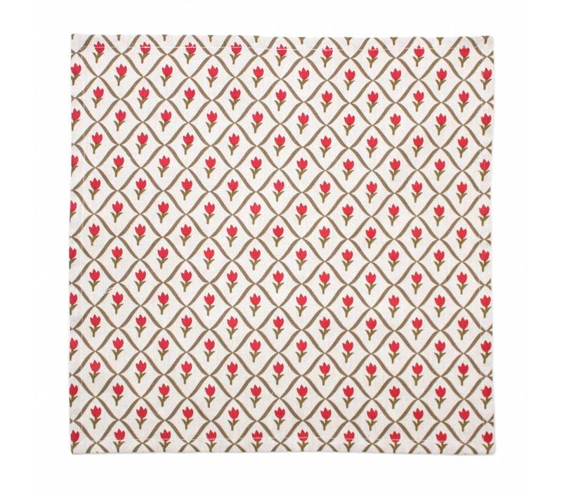 Set mit 4 Servietten 40x40 cm Tulipe Rot