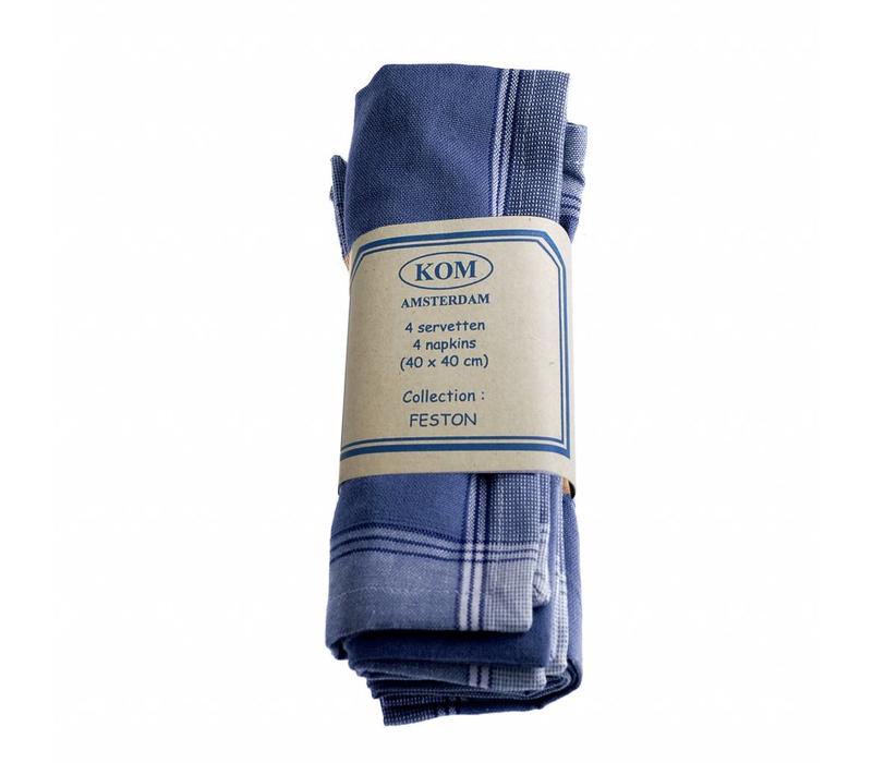 Set of 4 Napkins 40x40 cm Feston, Blue