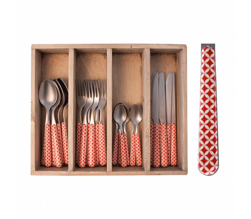 Provence Cutlery Set 24 pcs Retro Red