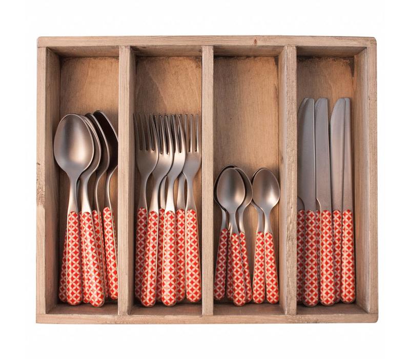 Provence Cutlery Set 24 pcs Retro Red