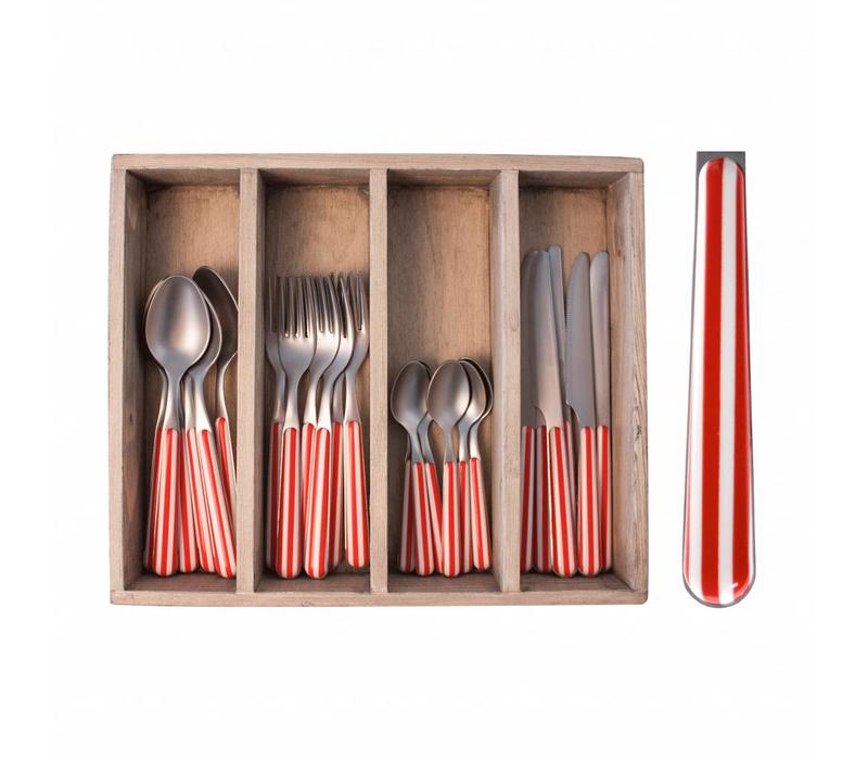 Provence Cutlery Set 24 pcs Stripe Red