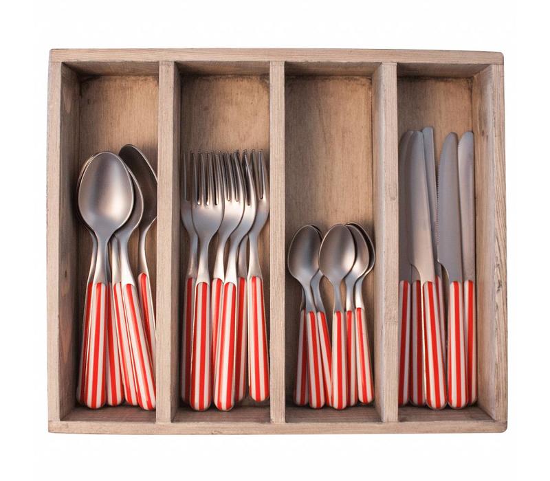 Provence Cutlery Set 24 pcs Stripe Red