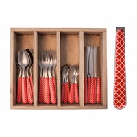 Provence Cutlery Set 24 pcs Trellis Red