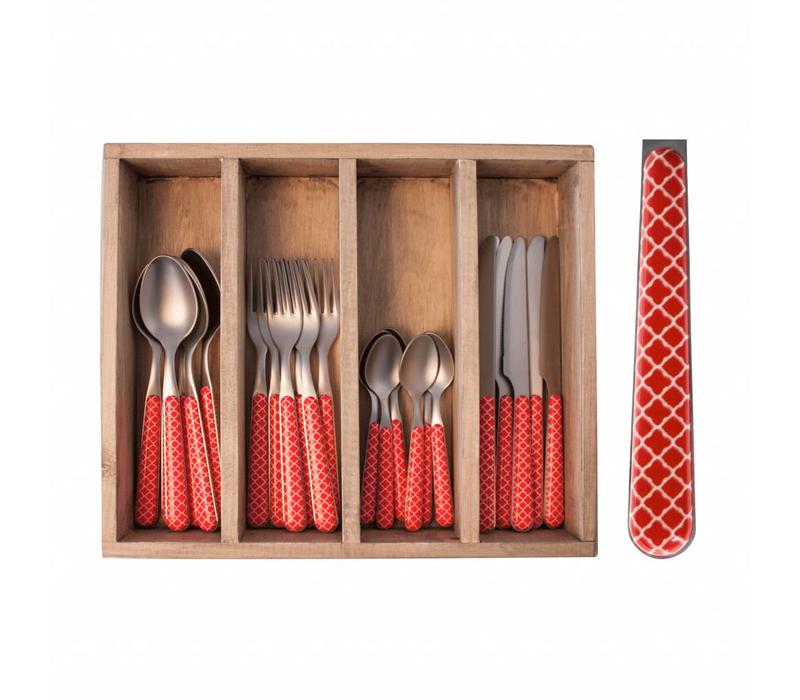 Provence Cutlery Set 24 pcs Trellis Red