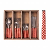 Provence Besteckset 24-Teilig Pied de Poule Rot