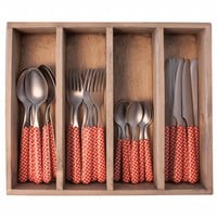 Provence Besteckset 24-Teilig Pied de Poule Rot