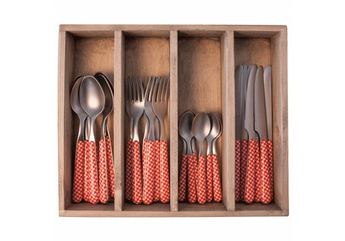Provence Cutlery Set 24 pcs Pied de Poule Red