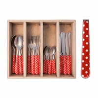 Provence Cutlery Set 24 pcs Dot Red
