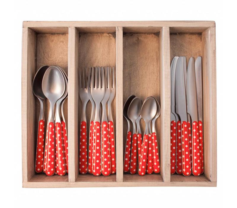 Provence Cutlery Set 24 pcs Dot Red