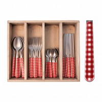 Provence Cutlery Set 24 pcs Check Red