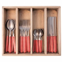 Provence Cutlery Set 24 pcs Check Red