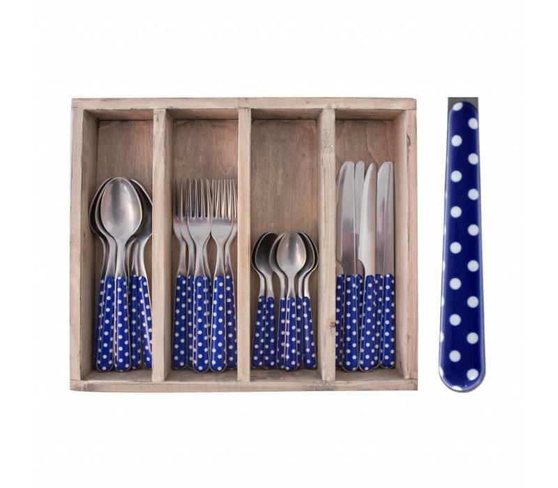 Provence Cutlery Set 24 pcs Dot Blue