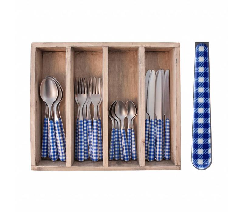 Provence Cutlery Set 24 pcs Check Blue