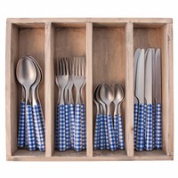 Provence Cutlery Set 24 pcs Check Blue