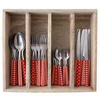 Provence Cutlery Set 24-piece Mixed Decors Red