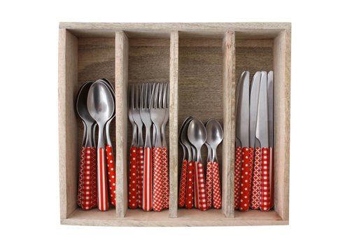 Kom Amsterdam Provence Cutlery Set 24-piece Mixed Decors Red