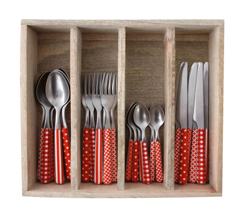 Provence Cutlery Set 24-piece Mixed Decors Red