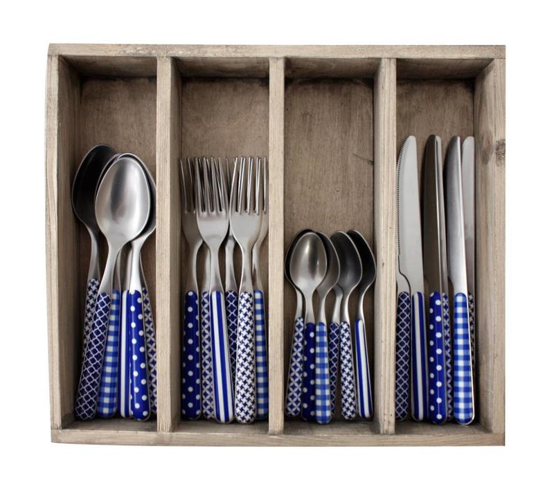 Provence Cutlery Set 24-piece Mixed Decors Blue