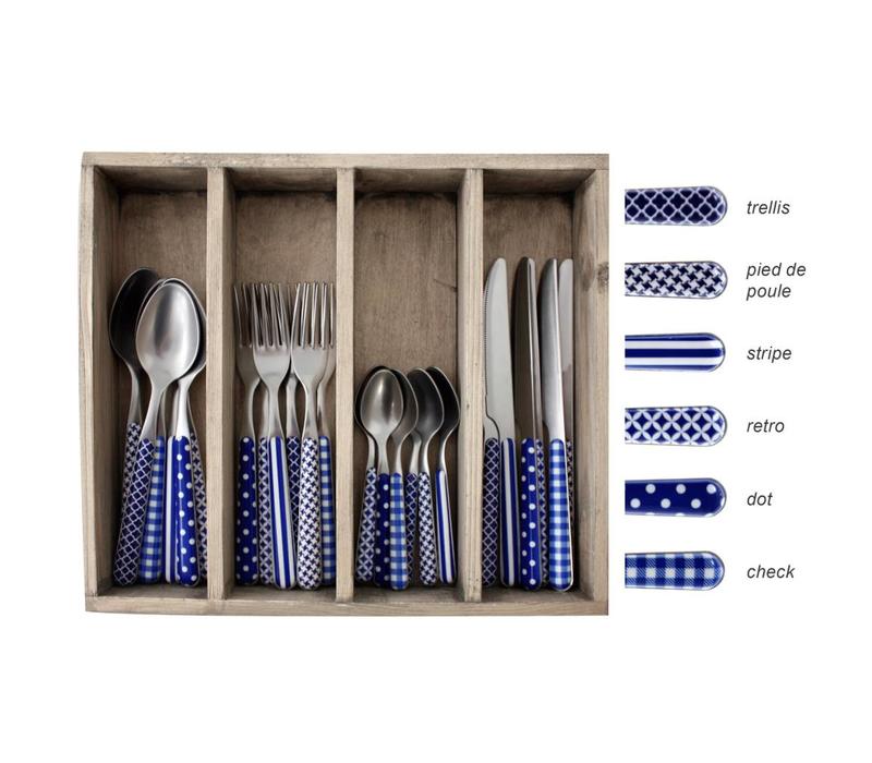 Provence Cutlery Set 24-piece Mixed Decors Blue