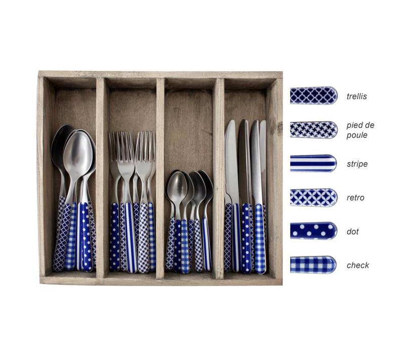 Provence Besteckset 24-teilig Gemischte Dekore Blau