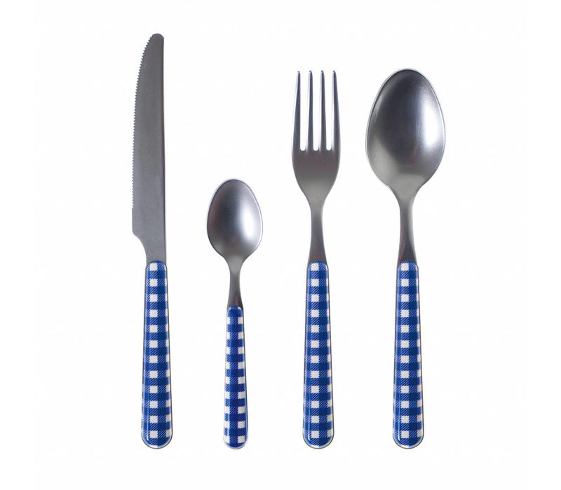 Provence Cutlery Set 24 pcs Check Blue