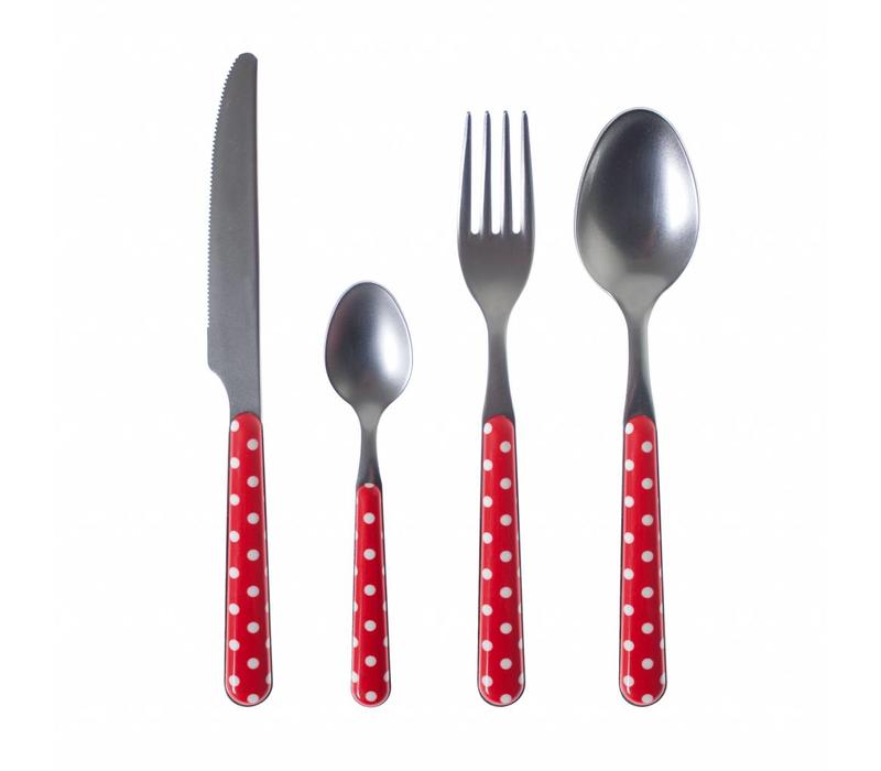 Provence Cutlery Set 24 pcs Dot Red