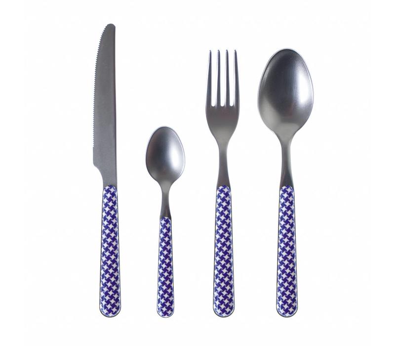 Provence Cutlery Set 24 pcs Pied de Poule Blue