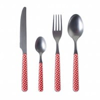 Provence Besteckset 24-Teilig Pied de Poule Rot