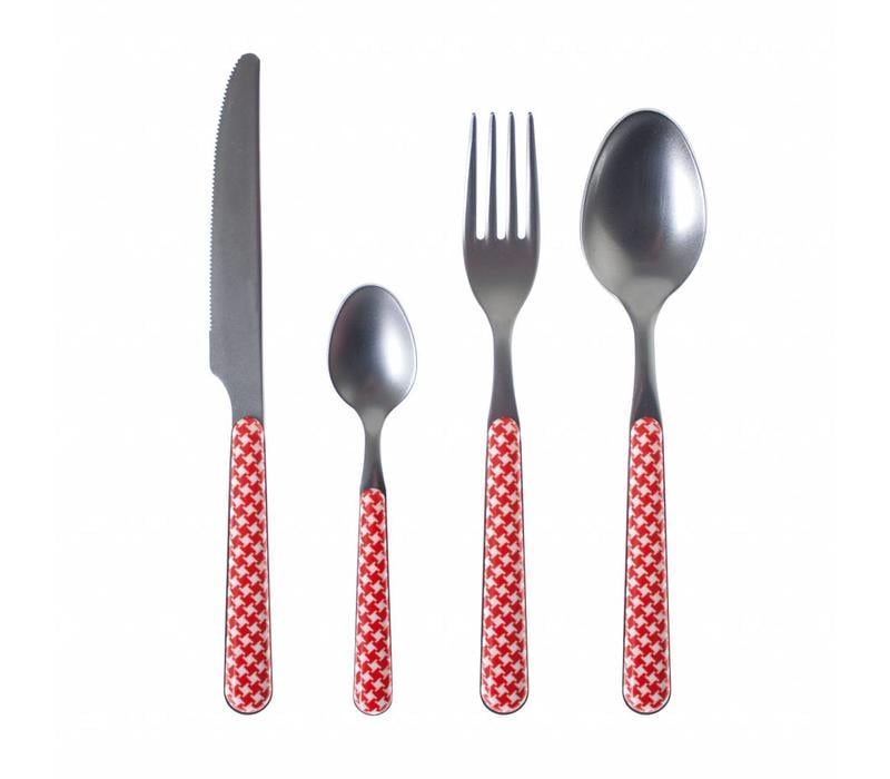 Provence Besteckset 24-Teilig Pied de Poule Rot
