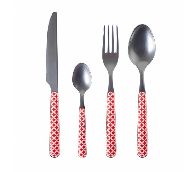 Provence Cutlery Set 24 pcs Retro Red