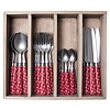 Kom Amsterdam Campagne 24-piece Dinner Cutlery Set "Country Chic" in Cutlery Tray, Red