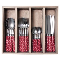 Campagne 24-piece Dinner Cutlery Set "Country Chic" in Cutlery Tray, Red