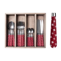 Ménagère 24 pièces « Country Chic » « Rouge » dans un coffret en bois