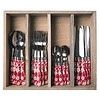 Kom Amsterdam Ménagère 24 pièces Campagne dans un coffret en bois « Fleurs » « Rouge »