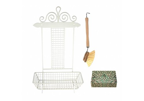 French Kitchen Collection French Kitchen Collection Rack Dish-washing with Brush & Soap Iron, Cream