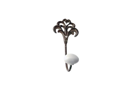 French Kitchen Collection French Kitchen Collection Small Hook Porcelain Knob Iron Antic Finish