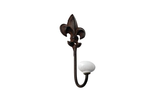 French Kitchen Collection French Kitchen Collection Small Hook Porcelain Knob Iron Antic Finish