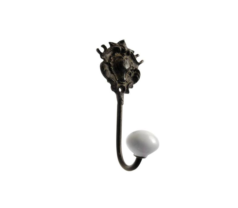 French Kitchen Collection Small Hook Porcelain Knob Iron Antic Finish