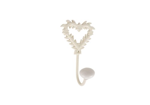 French Kitchen Collection Hook with Porcelain Knob H14 cm Iron, Cream