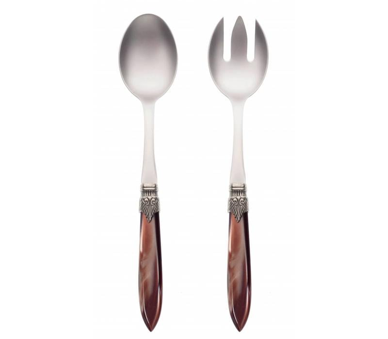 Salad Server Set (2-piece) Murano, Chocolate brown