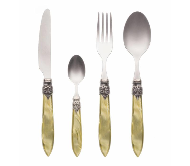 Murano 24 Piece Cutlery Set Olive Green