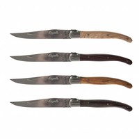 Laguiole Premium 4 Steak Knives Mixed Wood