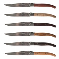 Laguiole Premium 6 Steak Knives Mixed Wood