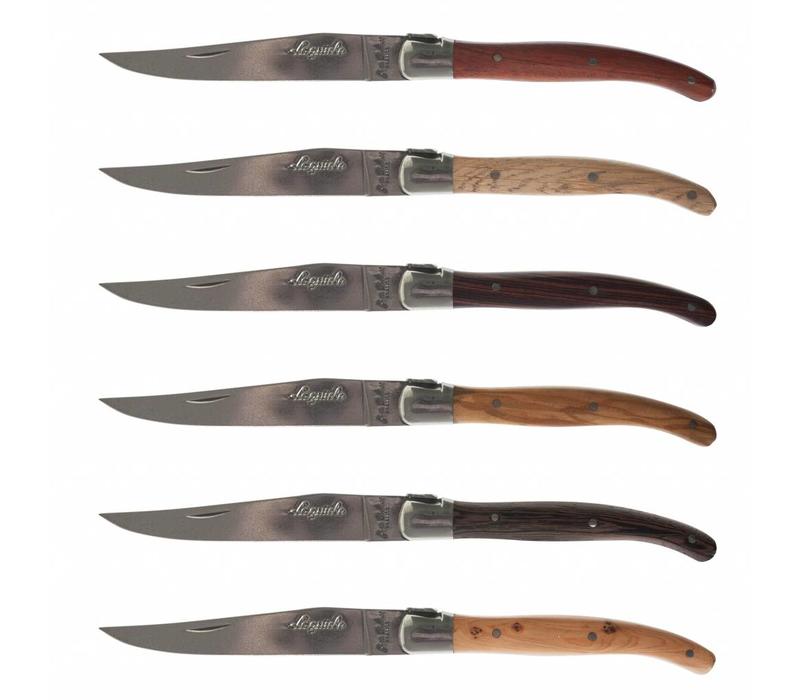 Laguiole Premium 6 Steak Knives Mixed Wood