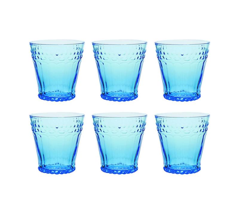 Kom Amsterdam Set mit 6 Wasser-/Bechergläsern 24 cl Aqua Nr. 5 blau